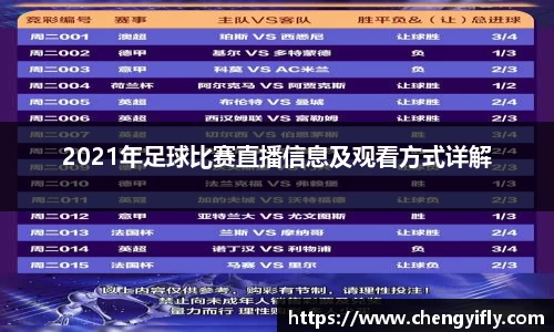 2021年足球比赛直播信息及观看方式详解