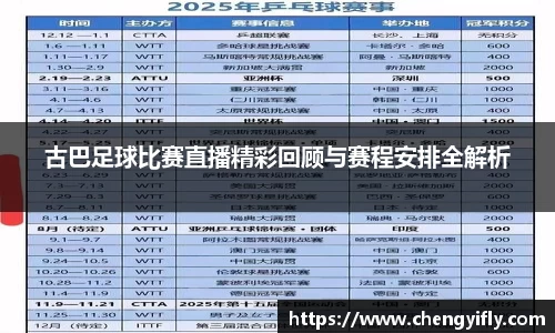 古巴足球比赛直播精彩回顾与赛程安排全解析