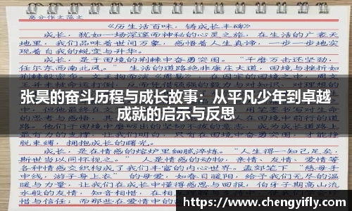 张昊的奋斗历程与成长故事：从平凡少年到卓越成就的启示与反思
